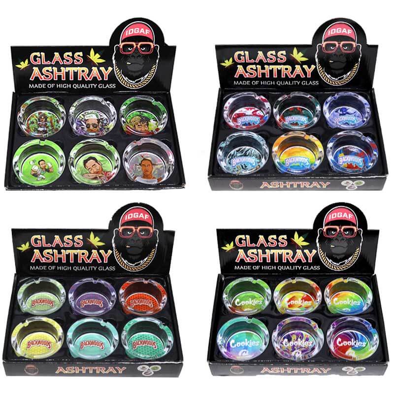 IDGAF Glass Round Ashtray (ASH4) | 6 Count Display | Assorted Designs - image 3 of 4